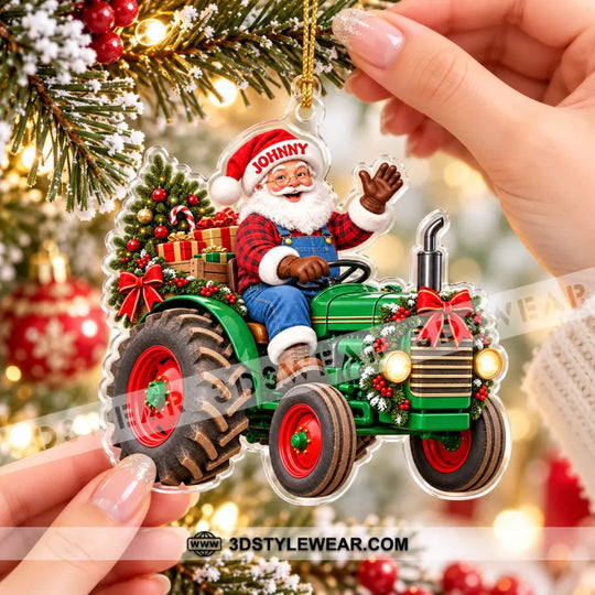 Santa Farmer Home Decor, Christmas Ornament, Personalized Ornament style option 3