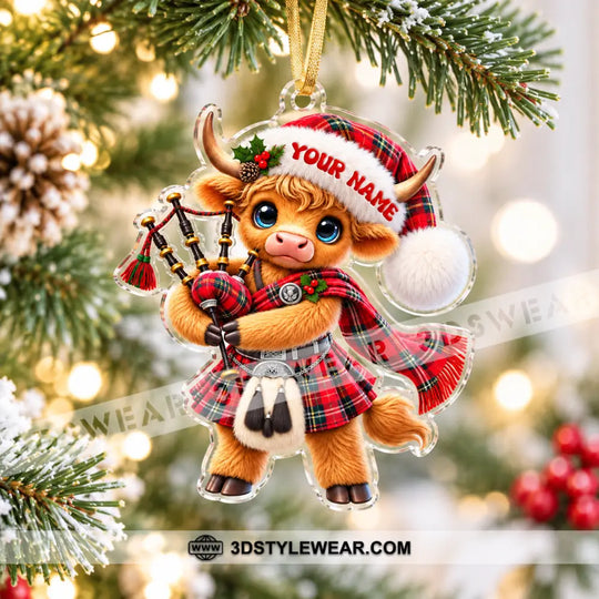 Scotland Cow Home Decor, Christmas Ornament, Personalized Ornament style option 3