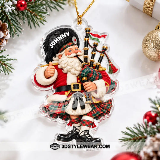 Scottish Bagpiper Santa Home Decor, Christmas Ornament, Personalized Ornament style option 4