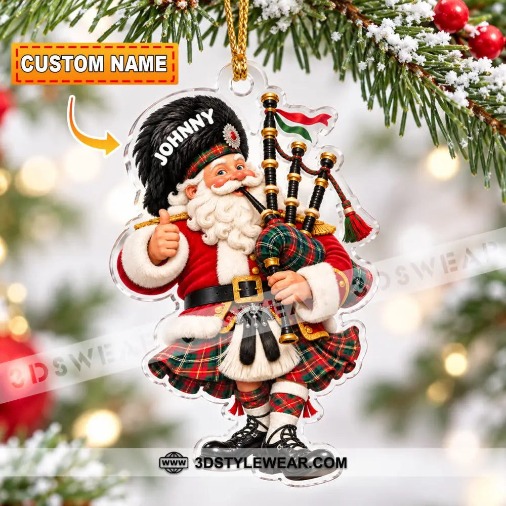 Scottish Bagpiper Santa Home Decor Christmas Ornament Personalized Ornament - 3.54’’ / 1 Ornament - Ornament