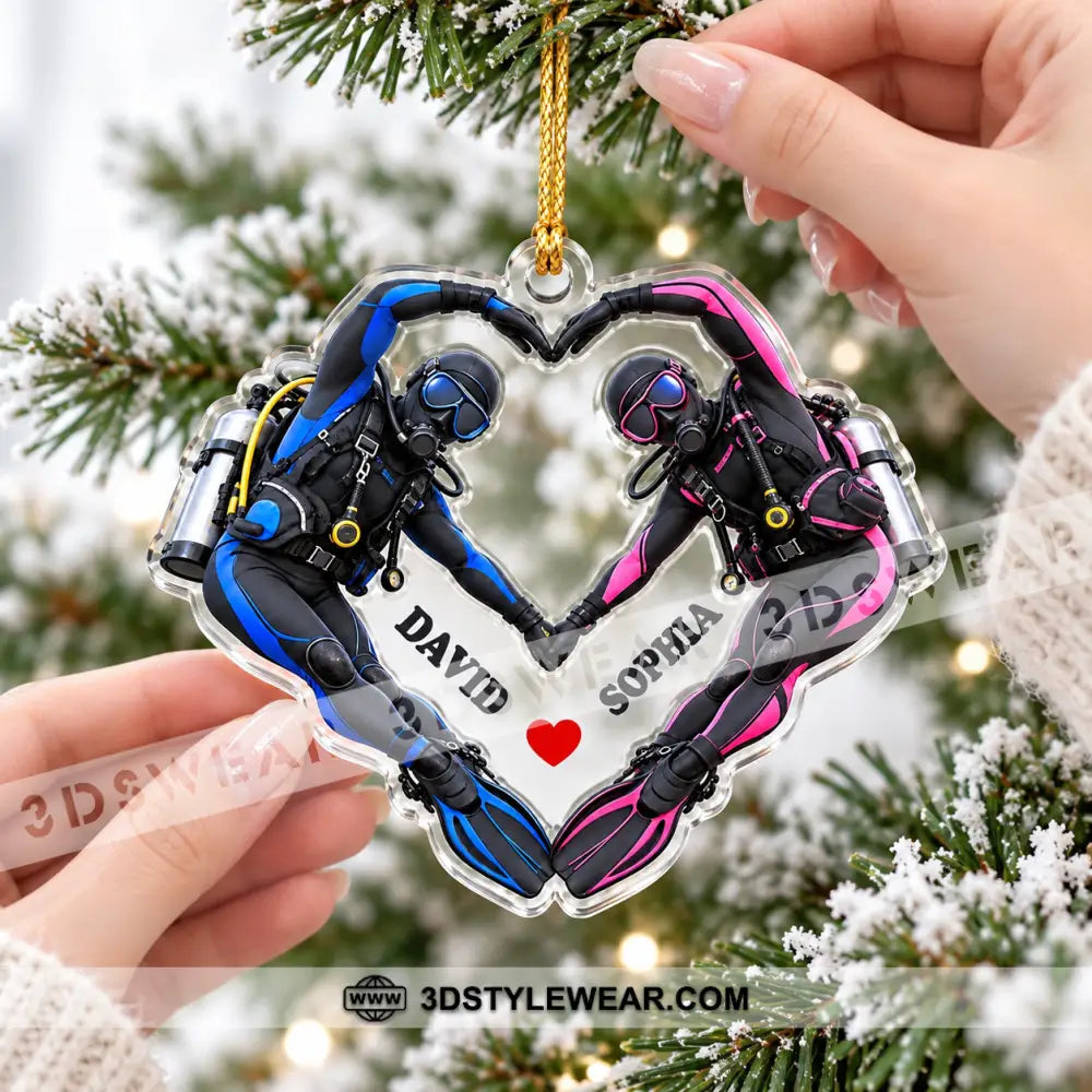 Scuba Diving Couple Home Decor Christmas Ornament Personalized Ornament - Ornament