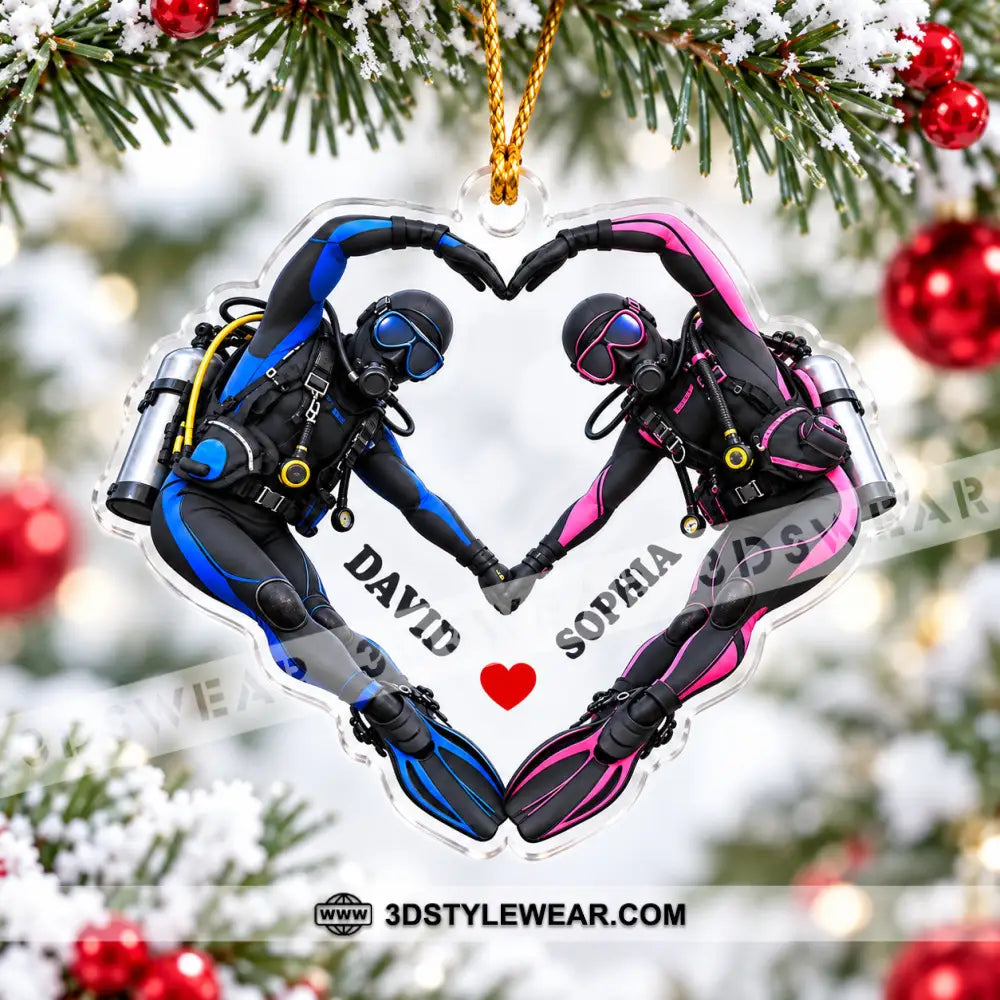 Scuba Diving Couple Home Decor Christmas Ornament Personalized Ornament - Ornament
