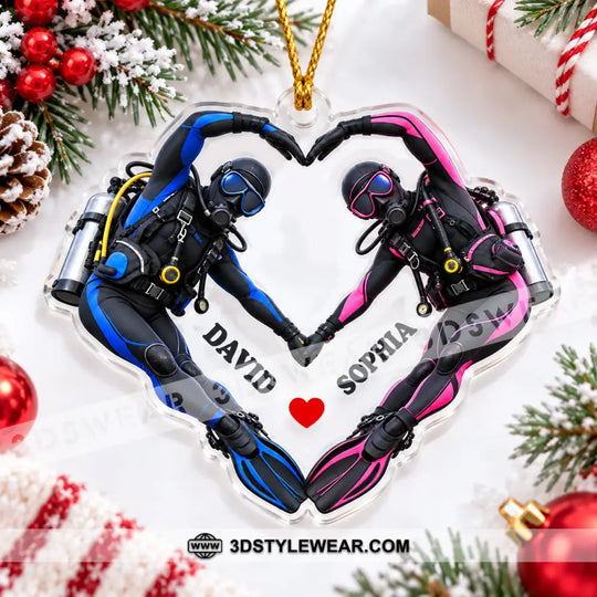 Scuba Diving Couple Home Decor, Christmas Ornament, Personalized Ornament style option 2