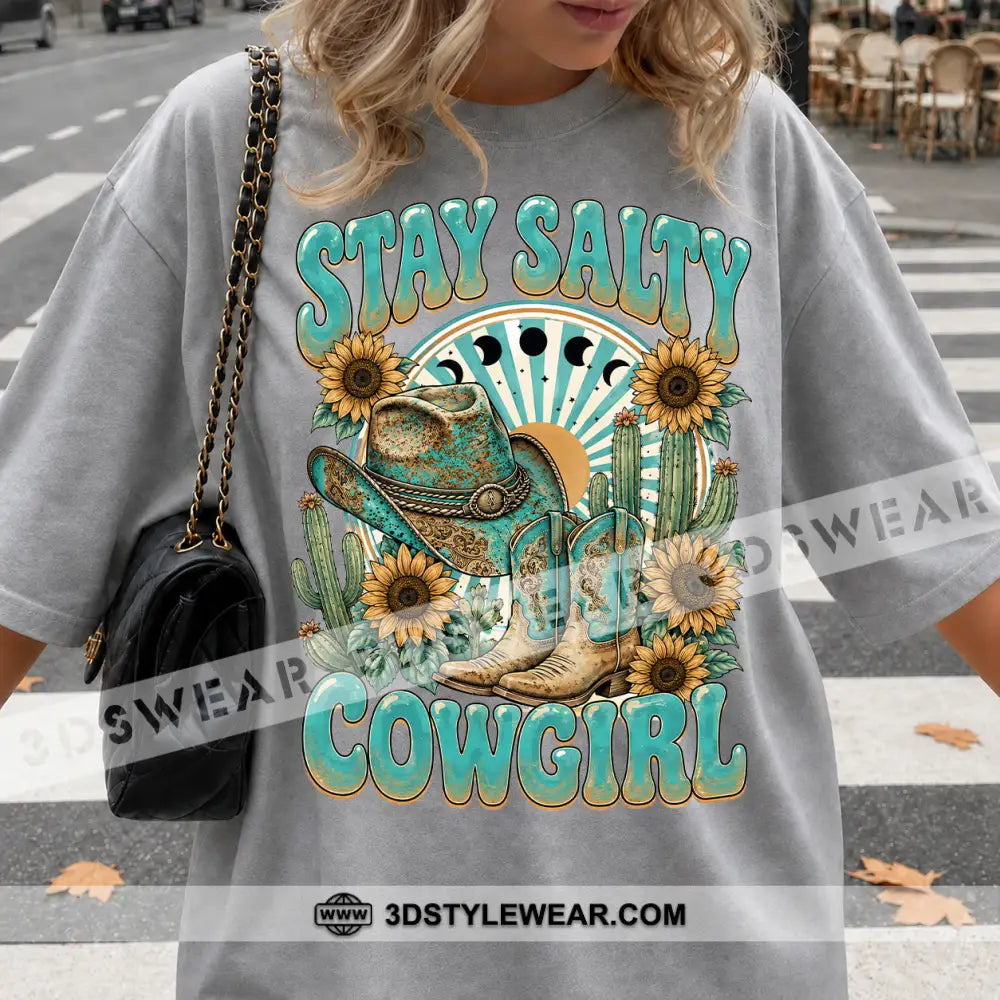 Stay Salty Cowgirl Cute T-Shirt Cute Collectible Gift - Classic Tee/Unisex Tee / Ash / S - Apparel