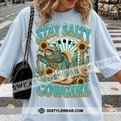 Stay Salty Cowgirl Cute T-Shirt Cute Collectible Gift - Classic Tee/Unisex Tee / Light Blue / S - Apparel