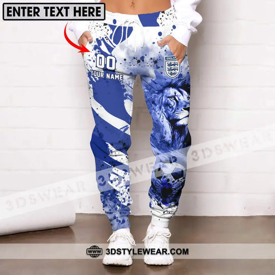 Unisex Pants - Custom Name And Number Pants, England National Team Lion Ball style option 4