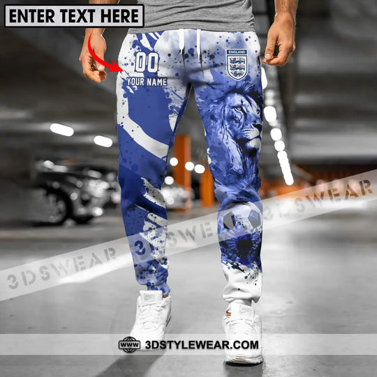 Unisex Pants - Custom Name And Number Pants, England National Team Lion Ball style option 1