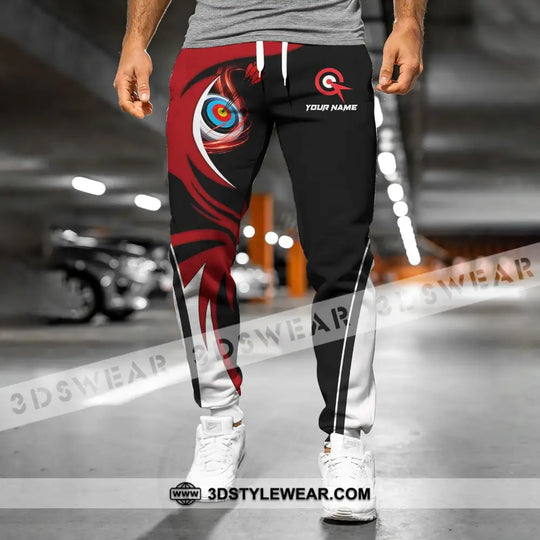 Unisex Pants - Custom Name Archery Sport Pants, Red Wave style option 2
