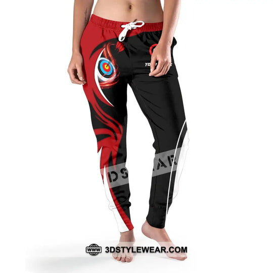 Unisex Pants - Custom Name Archery Sport Pants, Red Wave style option 4