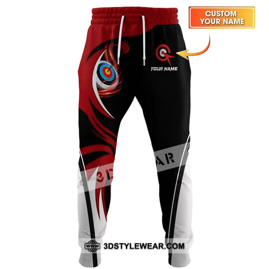 Unisex Pants - Custom Name Archery Sport Pants, Red Wave style option 1