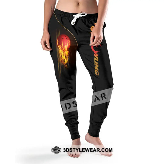Unisex Pants - Custom Name Fire Bowling Pants style option 3