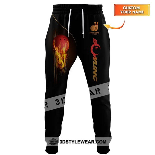Unisex Pants - Custom Name Fire Bowling Pants style option 1