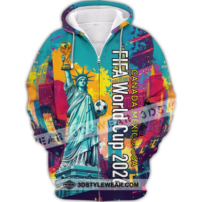 Unisex Shirt - Canada - Mexico - USA Fifa World Cup 2026 3D Shirt Zipper Hoodie / S T-shirt
