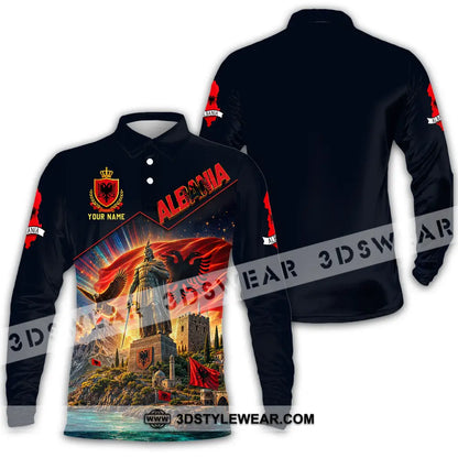 Unisex Shirt - Custom Albania Shirt - Long Sleeve Polo / S - T-shirt