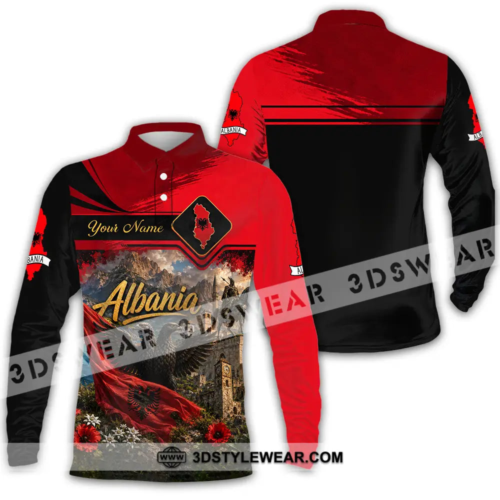 Unisex Shirt - Custom Albania Shirt - Long Sleeve Polo / S - T-shirt