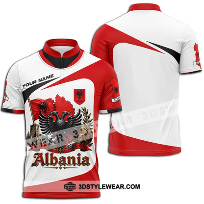 Unisex Shirt - Custom Albania Shirt - Zipper Polo Shirt / S - T-shirt