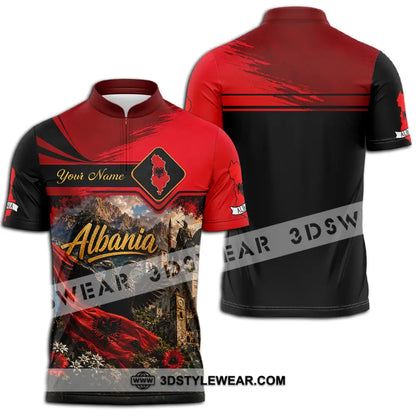 Unisex Shirt - Custom Albania Shirt - Zipper Polo Shirt / S - T-shirt