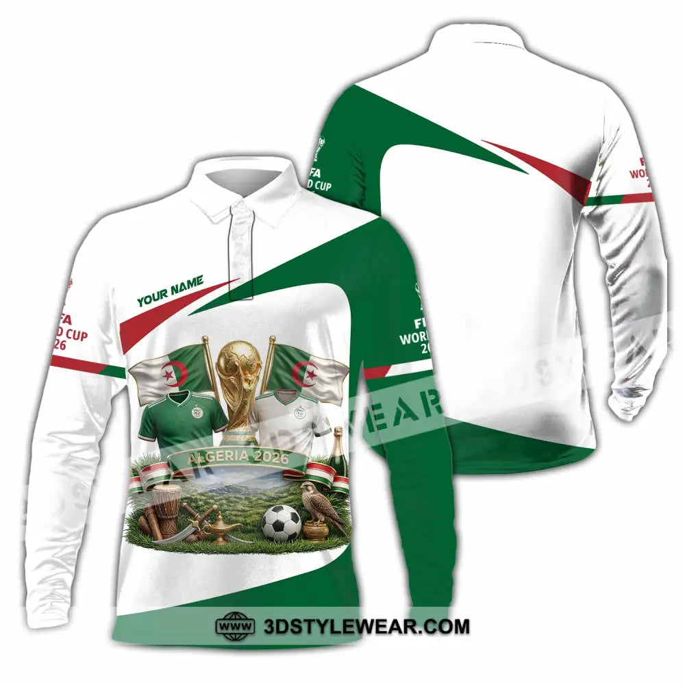 Unisex Shirt - Custom Algeria World Cup 2026 3D Shirt - Long Sleeve Polo / S - T-shirt