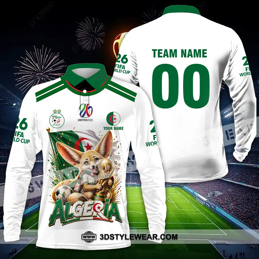Unisex Shirt - Custom Algeria World Cup 2026 3D Shirt - Long Sleeve Polo / S - T-shirt