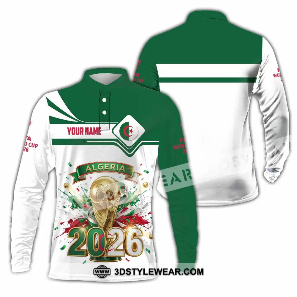Unisex Shirt - Custom Algeria World Cup 2026 3D Shirt - Long Sleeve Polo / S - T-shirt