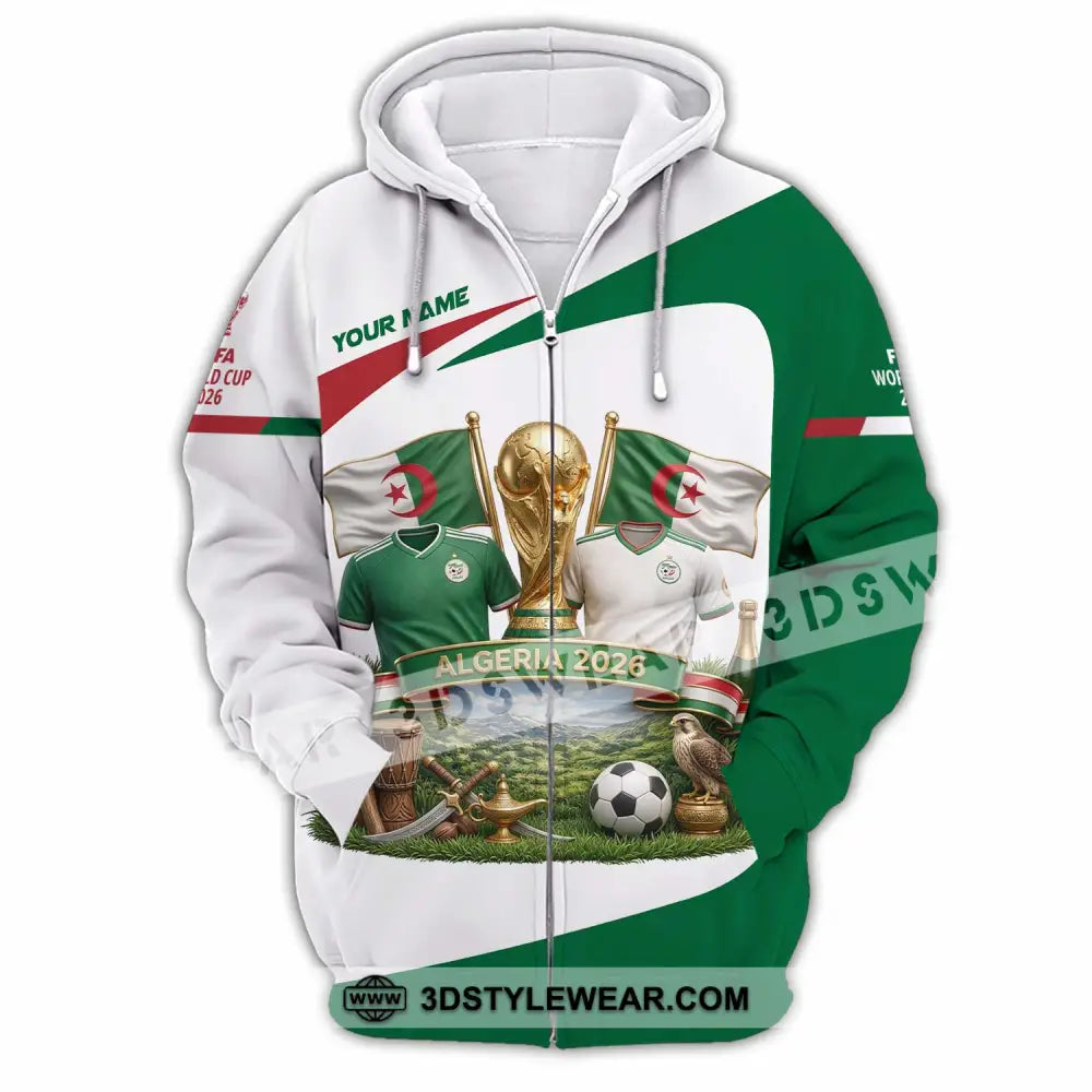 Unisex Shirt - Custom Algeria World Cup 2026 3D Shirt - Zipper Hoodie / S - T-shirt