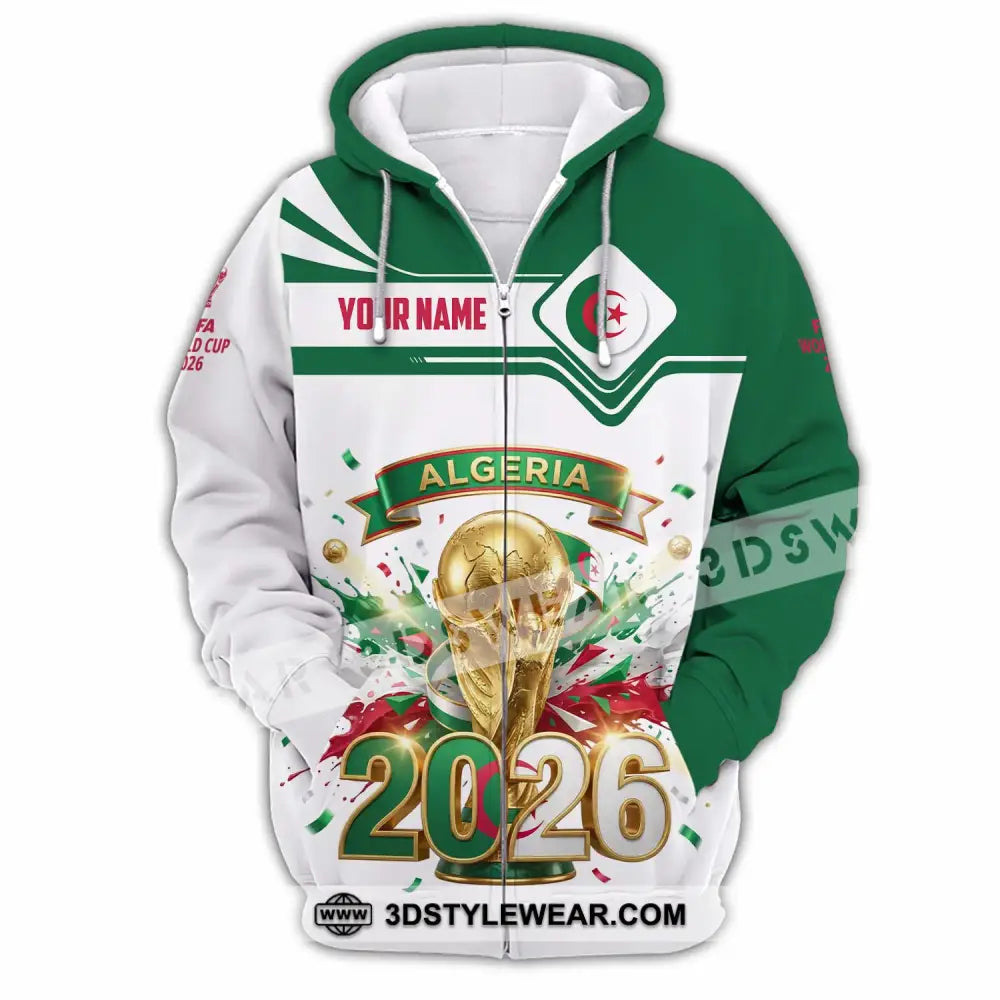 Unisex Shirt - Custom Algeria World Cup 2026 3D Shirt - Zipper Hoodie / S - T-shirt