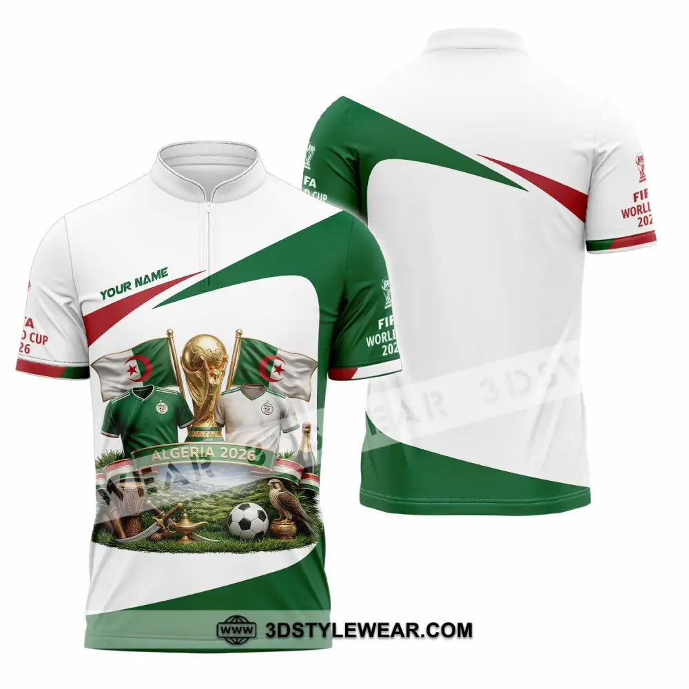 Unisex Shirt - Custom Algeria World Cup 2026 3D Shirt - Zipper Polo Shirt / S - T-shirt
