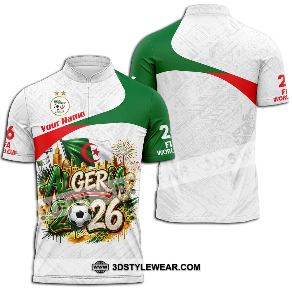 Unisex Shirt - Custom Algeria World Cup 2026 3D Shirt - Zipper Polo Shirt / S - T-shirt