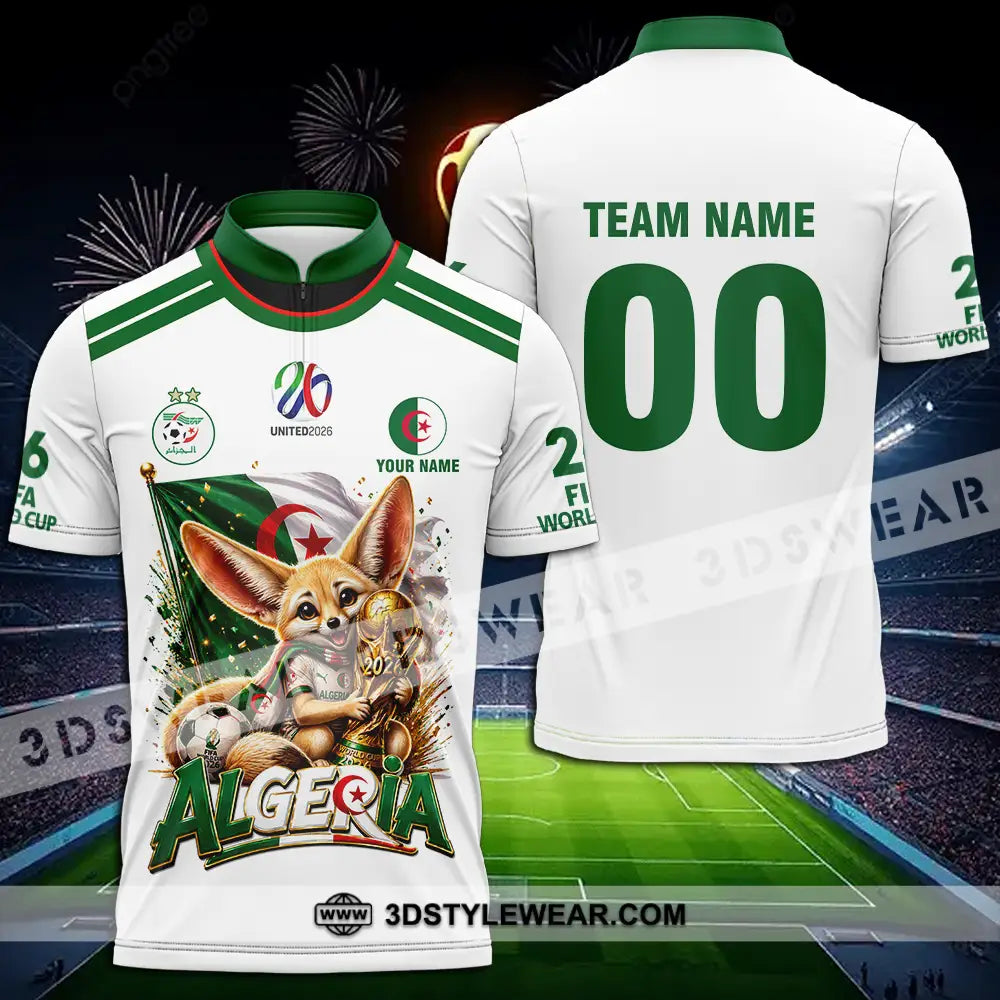 Unisex Shirt - Custom Algeria World Cup 2026 3D Shirt - Zipper Polo Shirt / S - T-shirt
