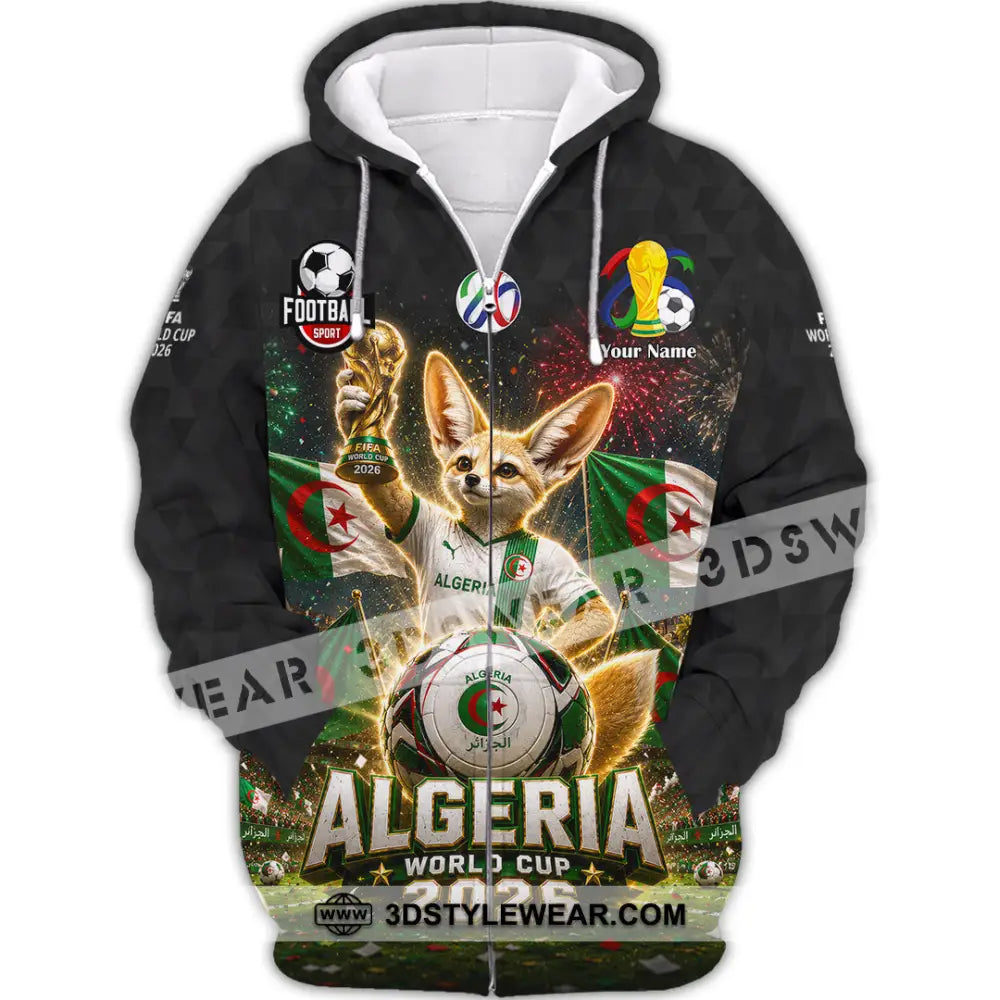 Unisex Shirt - Custom Algeria World Cup 2026 Shirt - Zipper Hoodie / S - T-shirt