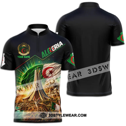 Unisex Shirt - Custom Algeria Shirt - Zipper Polo Shirt / S - T-shirt
