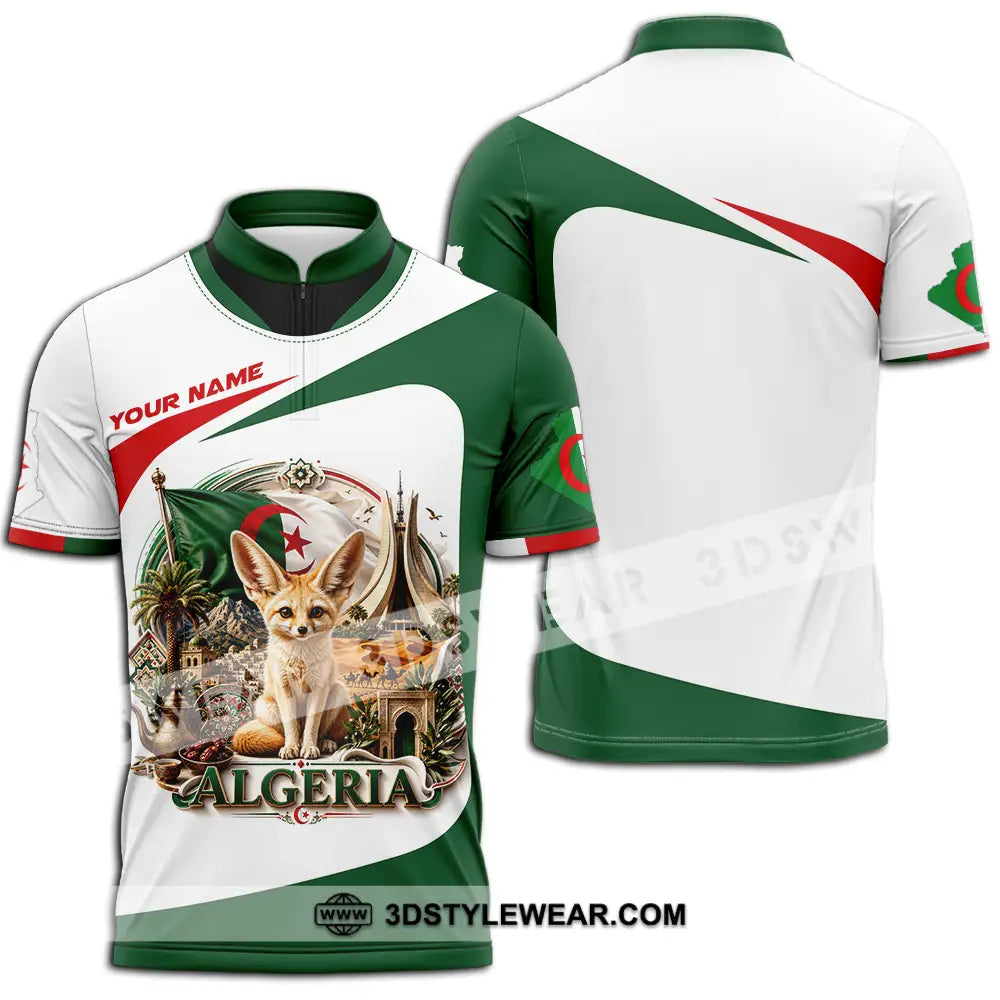 Unisex Shirt - Custom Algeria Shirt - Zipper Polo Shirt / S - T-shirt