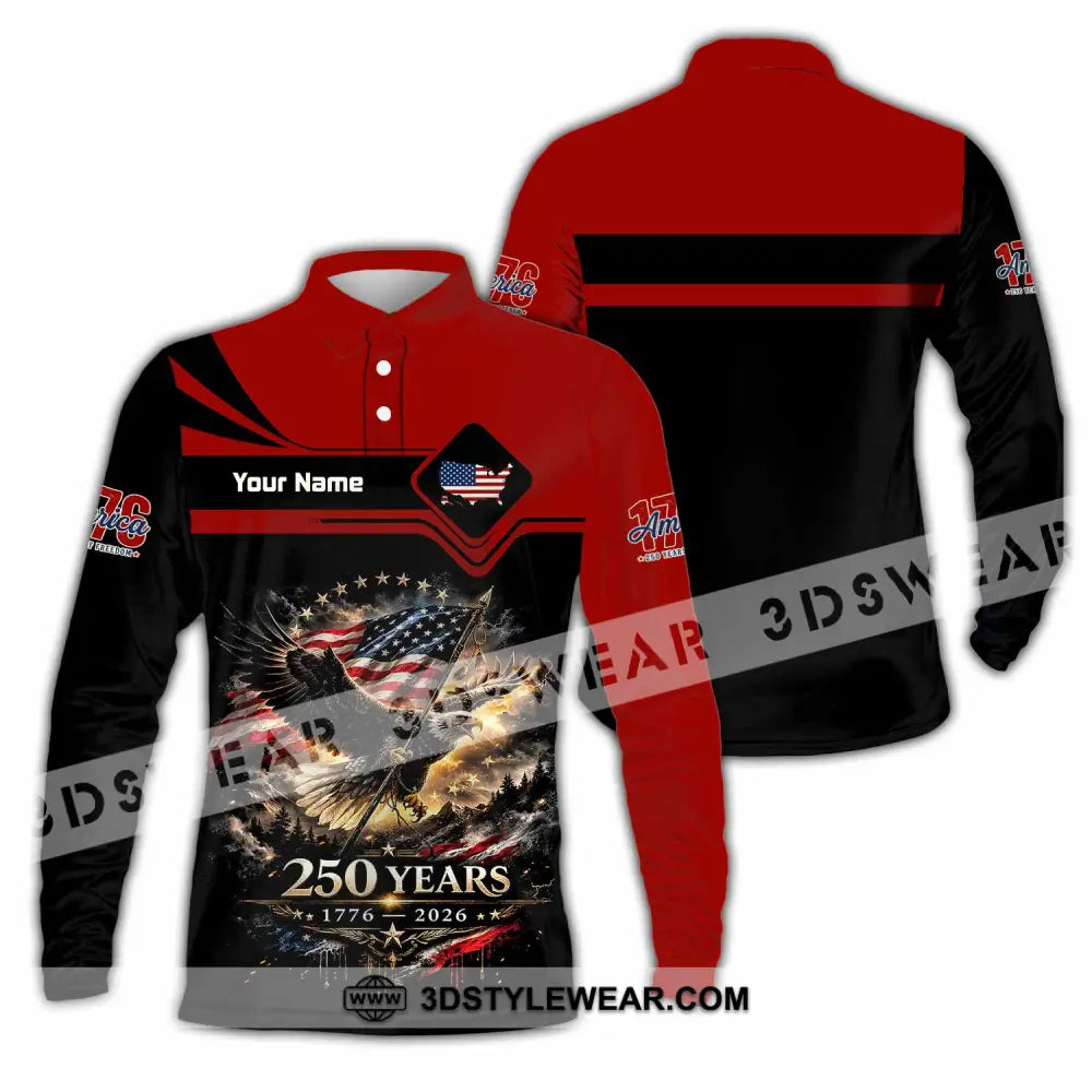 Unisex Shirt - Custom America 250 Years Shirt - Long Sleeve Polo / S - T-shirt
