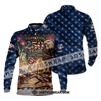 Unisex Shirt - Custom America 250 Years Shirt - Long Sleeve Polo / S - T-shirt