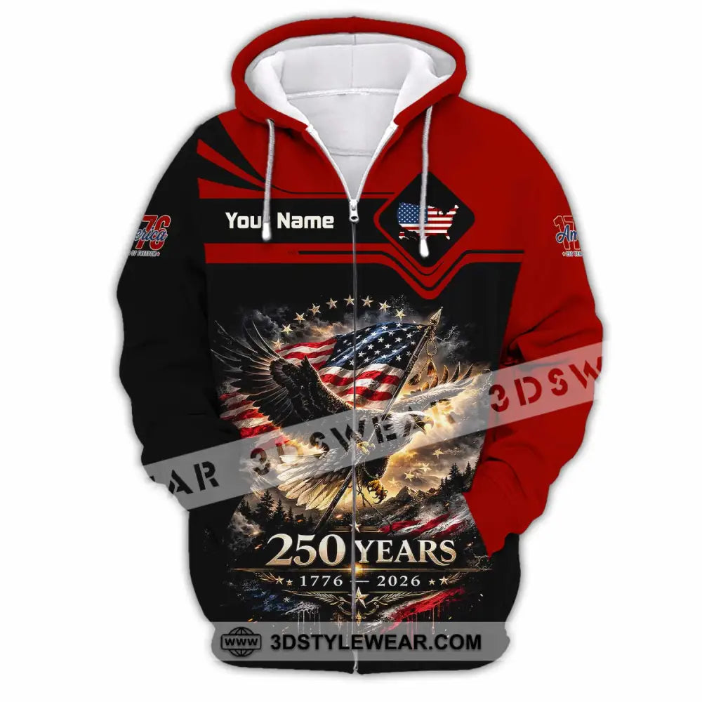 Unisex Shirt - Custom America 250 Years Shirt - Zipper Hoodie / S - T-shirt