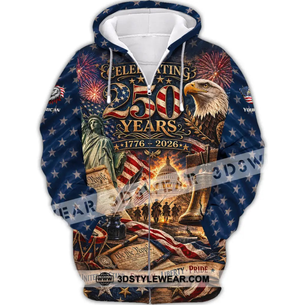 Unisex Shirt - Custom America 250 Years Shirt - Zipper Hoodie / S - T-shirt