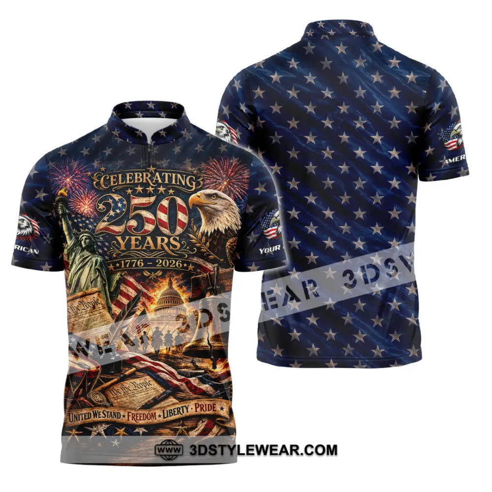 Unisex Shirt - Custom America 250 Years Shirt - Zipper Polo Shirt / S - T-shirt