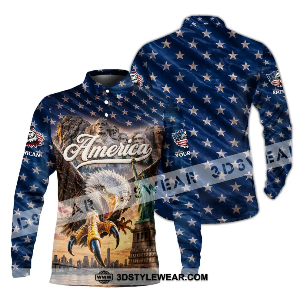 Unisex Shirt - Custom America Shirt - Long Sleeve Polo / S - T-shirt