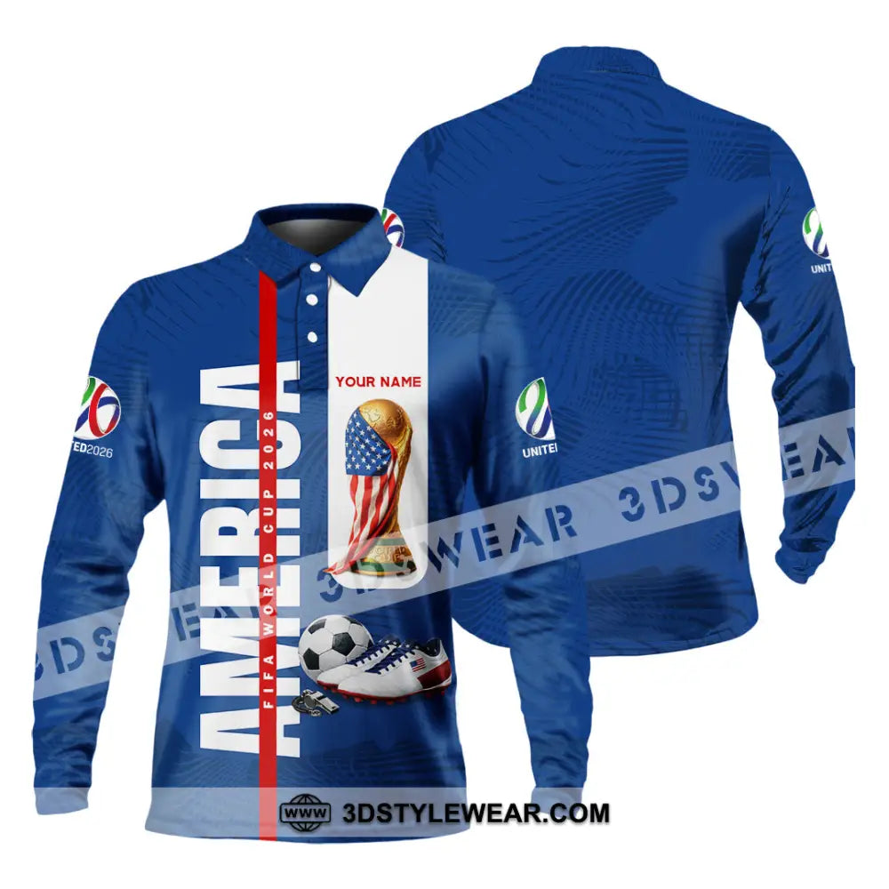 Unisex Shirt - Custom America World Cup 2026 3D Shirt Long Sleeve Polo / S T-shirt