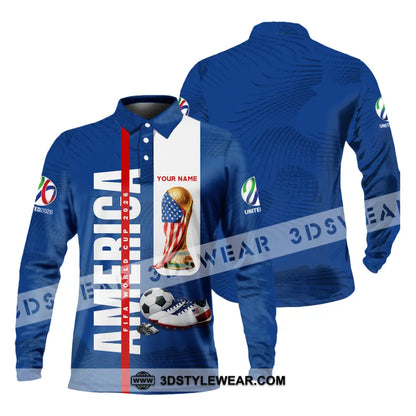 Unisex Shirt - Custom America World Cup 2026 3D Shirt Long Sleeve Polo / S T-shirt
