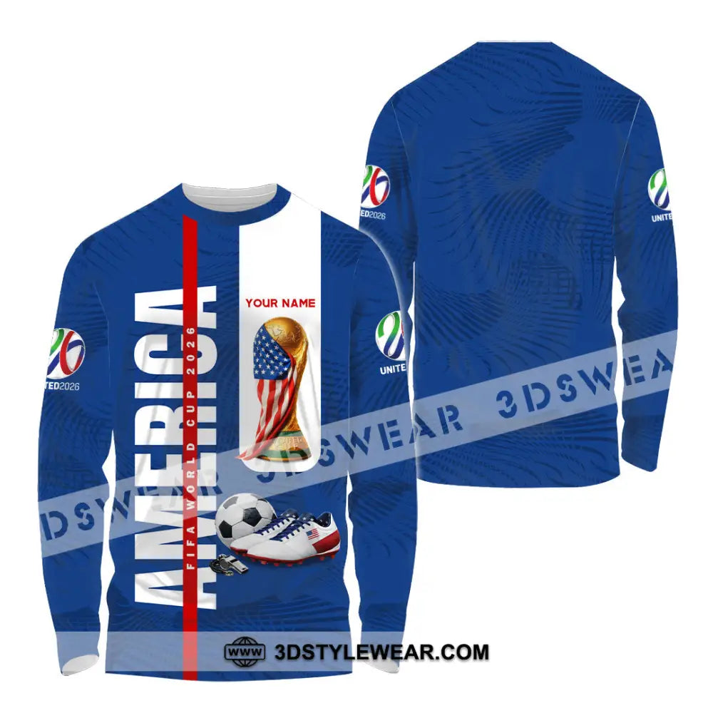Unisex Shirt - Custom America World Cup 2026 3D Shirt Long Sleeve Shirt / S T-shirt