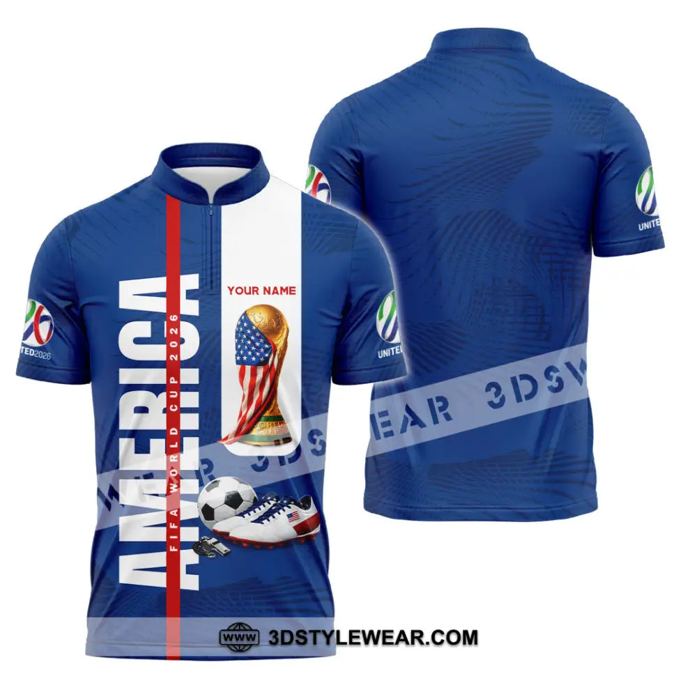 Unisex Shirt - Custom America World Cup 2026 3D Shirt Zipper Polo Shirt / S T-shirt
