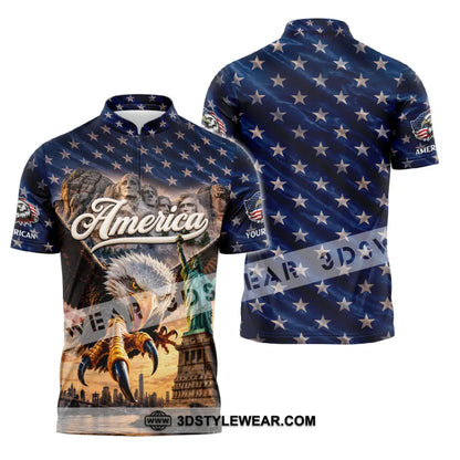 Unisex Shirt - Custom America Shirt - Zipper Polo Shirt / S - T-shirt