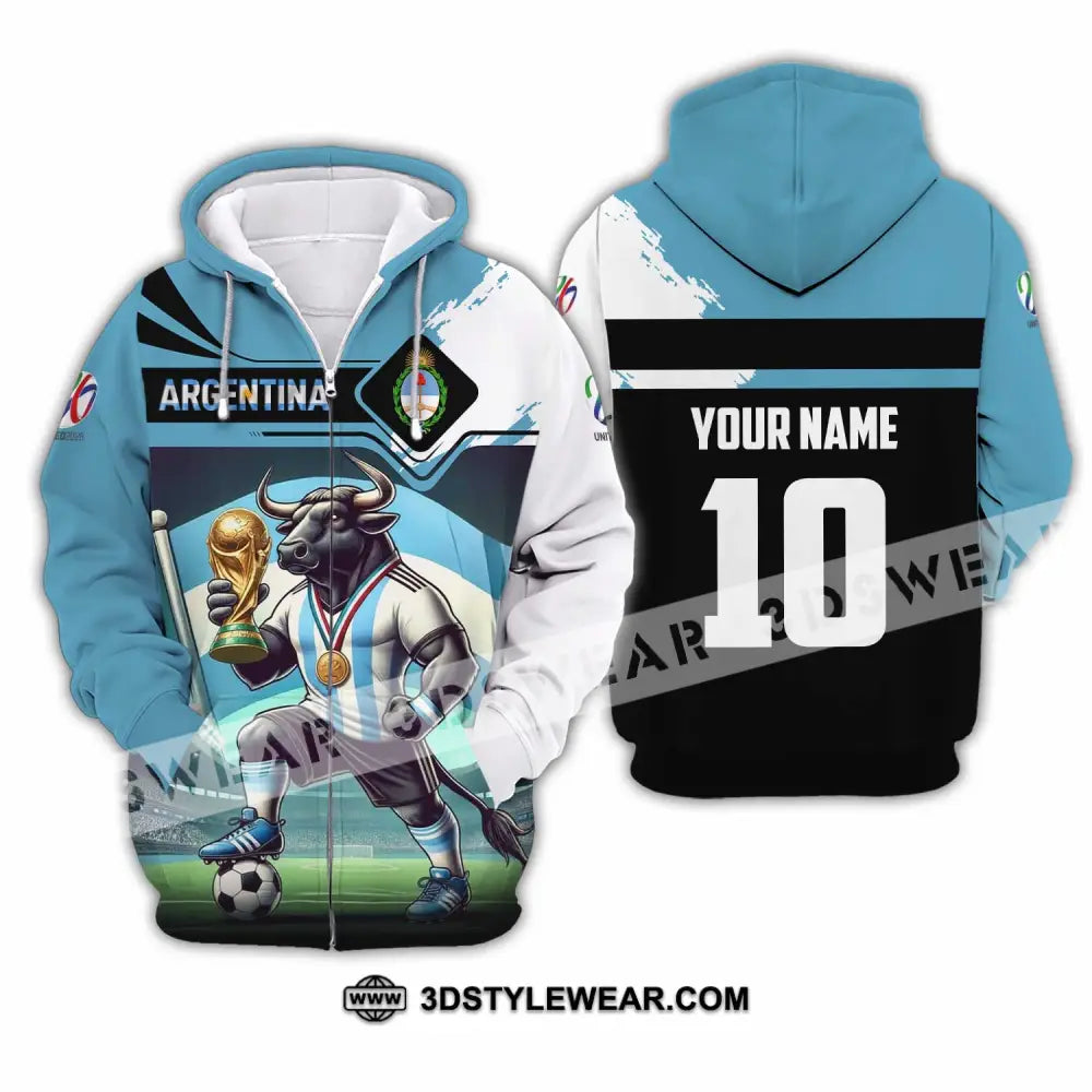 Unisex Shirt - Custom Argentina 3D Shirt Zipper Hoodie / S T-shirt