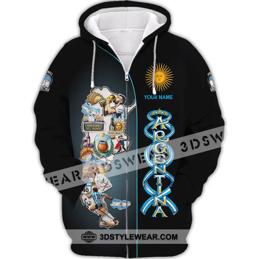 Unisex Shirt - Custom Argentina 3D Shirt Zipper Hoodie / S T-shirt