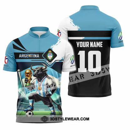 Unisex Shirt - Custom Argentina 3D Shirt Zipper Polo Shirt / S T-shirt