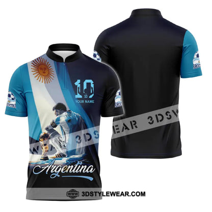 Unisex Shirt - Custom Argentina 3D Shirt Zipper Polo Shirt / S T-shirt