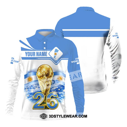Unisex Shirt - Custom Argentina Fifa World Cup 2026 3D Shirt Long Sleeve Polo / S T-shirt