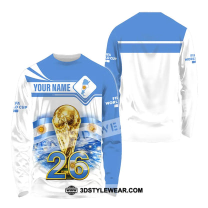Unisex Shirt - Custom Argentina Fifa World Cup 2026 3D Shirt Long Sleeve Shirt / S T-shirt