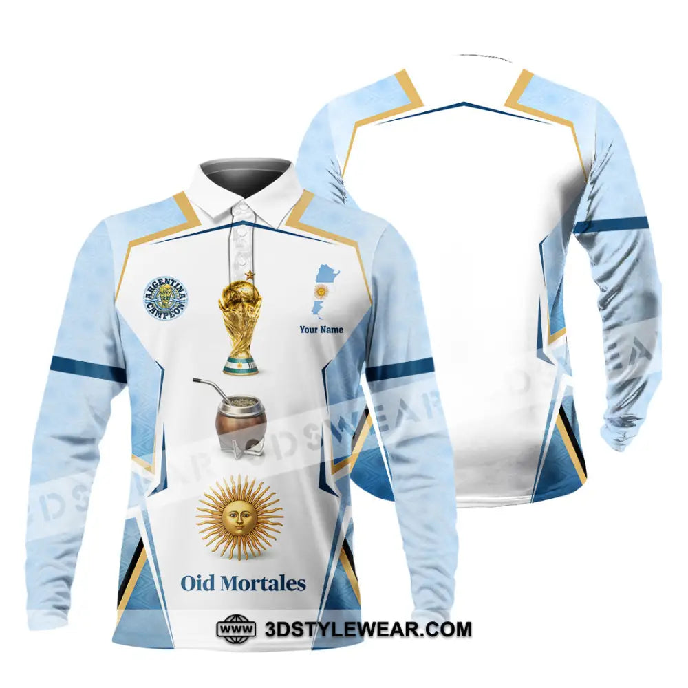 Unisex Shirt - Custom Argentina World Cup 2026 3D Shirt - Long Sleeve Polo / S - T-shirt